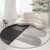 Nordic Style Carpets for Living Room Fluffy Soft Round Bedside Rug Modern Black White Line Plush Carpet Home Washable Floor Mat
