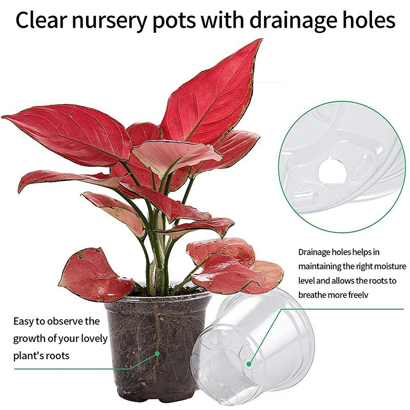 30 шт. пластиковый горшок для рассады растений, прозрачный цветочный горшок, утолщенный посадочный стаканчик, садовый горшок для пересадки, кашпо