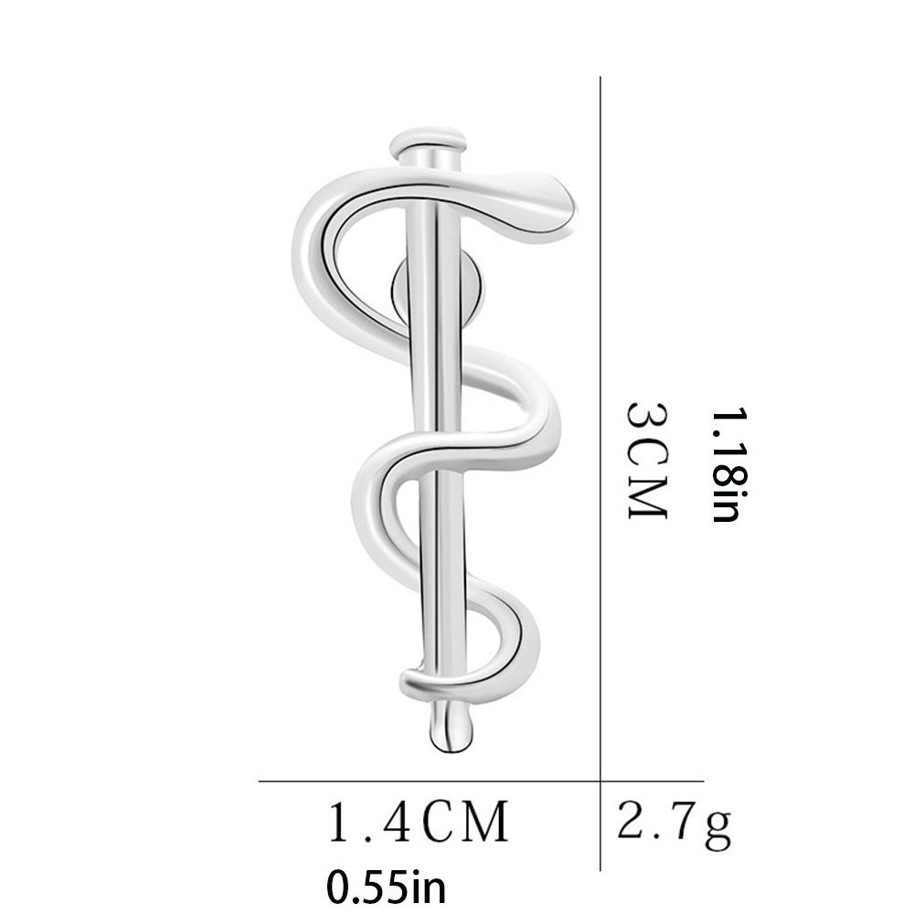 Magic Snake Stick Brooch Black/Gold/Silver Color World Health Organization Pin Metal Badge for Doctor Nurse Lapel Friend Jewelry