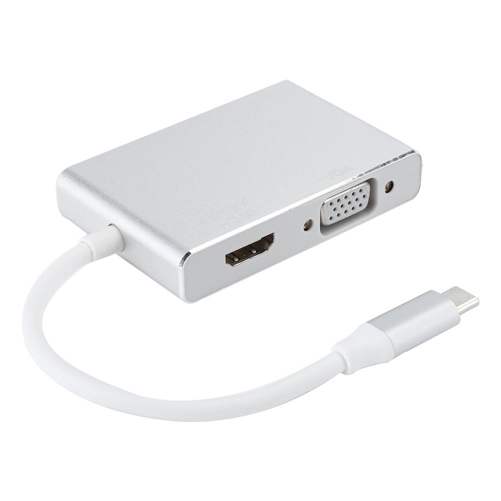 Кабель-адаптер-конвертер 4 в 1 TypeC в HDMI DVI VGA USB 3.0 Многофункциональный ноутбук