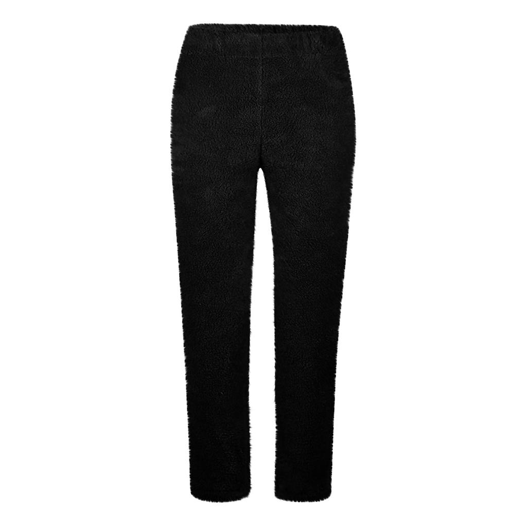 Женские повседневные однотонные свободные плюшевые брюки с эластичной резинкой на талии, длинные домашние брюки с лучом