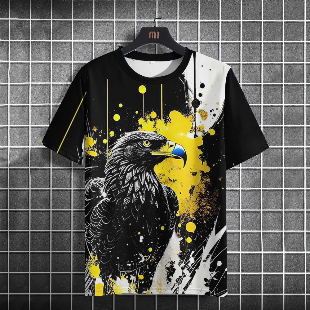 Men's T Shirt All Seasons Fashion Short Sleeve Eagle Print 3d T-shirts Street Casual Oversized Tee Shirt Men Clothing Pullover