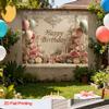 2D Elegant Floral Birthday Backdrop, Retro Ornate Wall Banner, Adult Birthday Party Decor