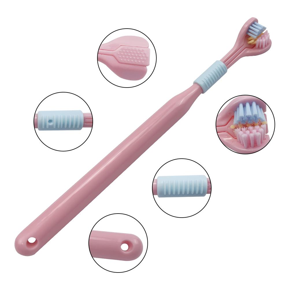 2pcs Three Sided Toothbrush For Adults 3D Toothbrushes Ultra Fine Soft Bristle Tooth Brush Tongue Scraper Teeth Deep Cleaning