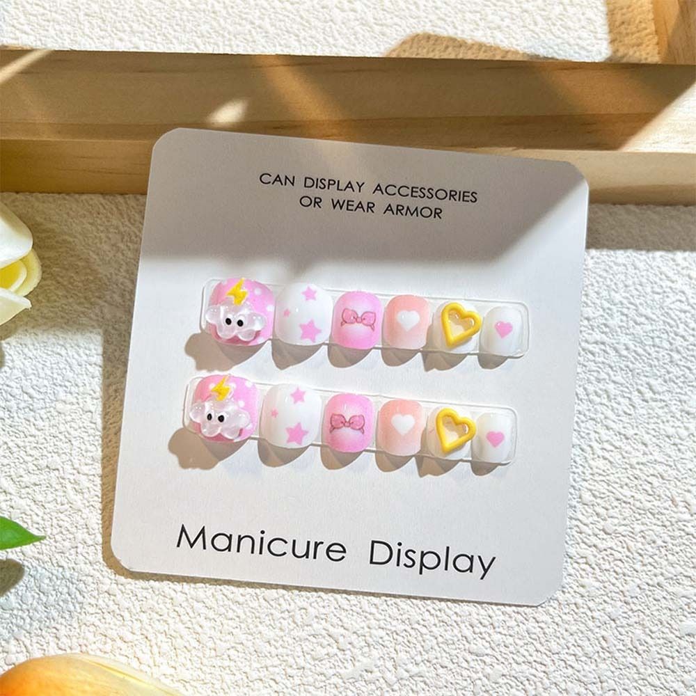 Flower Kids Cartoon Fake Nails Bears Cartoon Nail Accessories Children False Nails Kids Toys