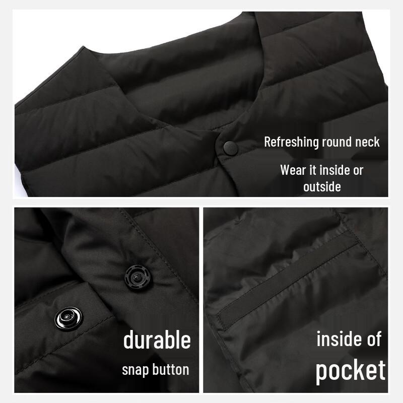 Snow Flying Men's Lightweight Pure Color Round Neck Down Vest