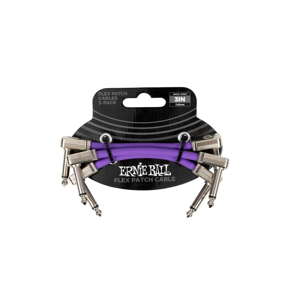 Ernie Ball Flex Patch Cables 6451 Purple 3-inch (7.6cm) for GuitarBass, 3-Pack