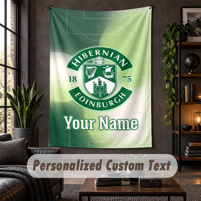 Wall Tapestry Hibernian FC Print Custom Name Text Wall Hanging Home Decor