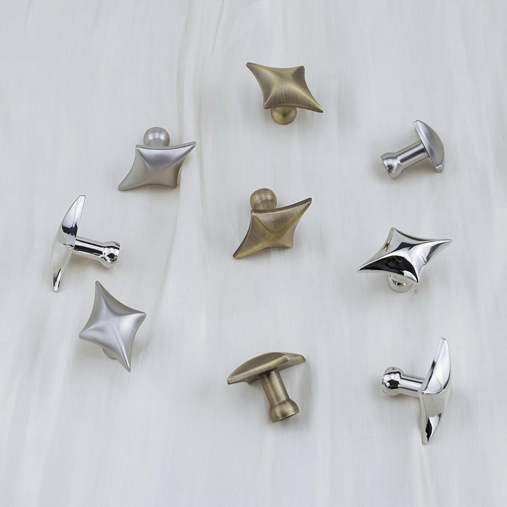 Zinc Alloy Furniture Handles Four Point Star Drawer Pulls For Cabinets, Wardrobes, Drawers