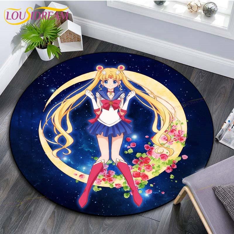 Коврики «Сейлор Мун», ковер в стиле аниме, трендовые мягкие ковры и коврики для гостиной, противоскользящие коврики для спальни, круглые
