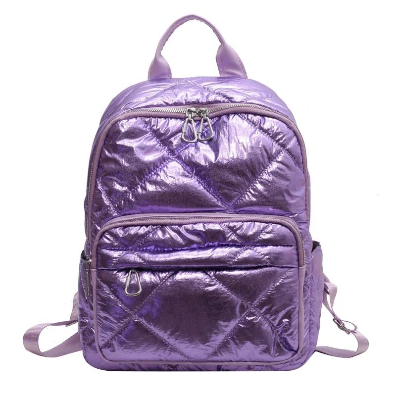 Женский стеганый клетчатый рюкзак зимний сверхлегкий отделение для пуха большой вместимости женская школьная сумка