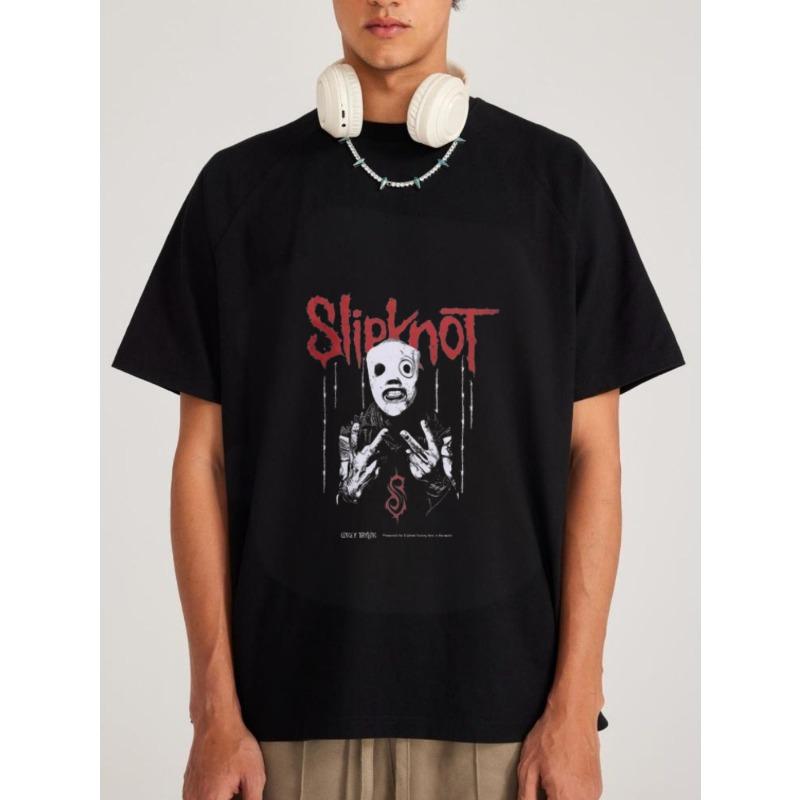 Белая футболка с логотипом группы Slipknot и графическим принтом персонажа, унисекс, повседневная одежда для поклонников музыки и на каждый день