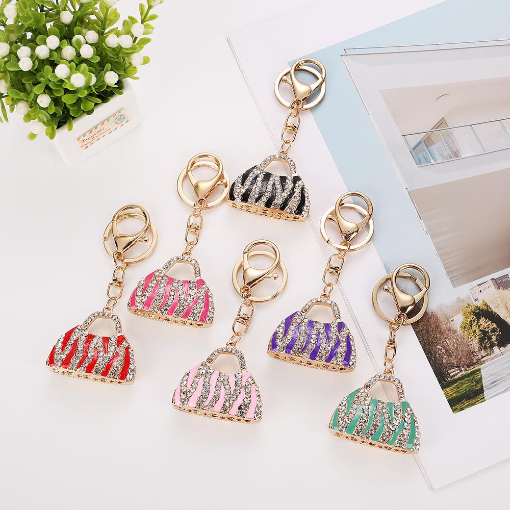 Bow bag pendant, sparkling diamond studded keychain, fashionable, handbag pendant, European and American style