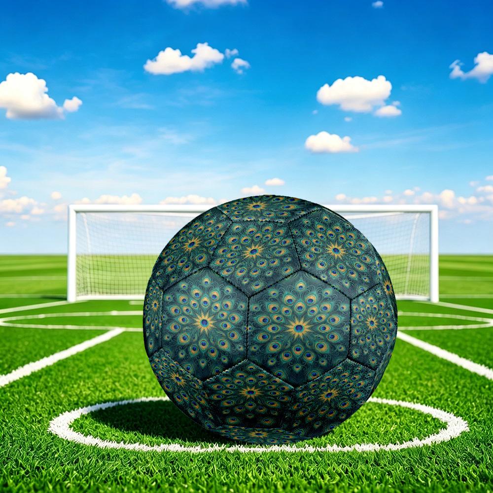1pc Peacock Feather Theme Soccer Ball Football, Size 5, Lightweight PVC, Outdoor Training Soccer Ball,Gift c6565