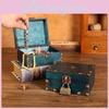 Jewelry Wooden Box With Lock Vintage Desktop Organizer For Home Office Decor