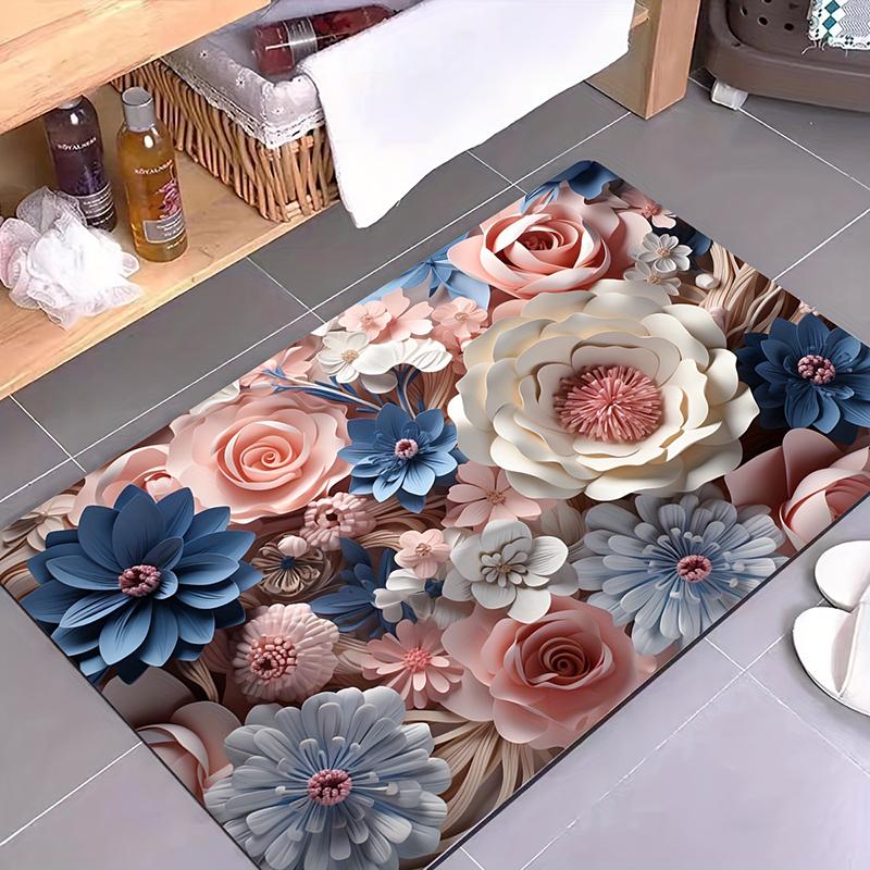 SD Flower Супервпитывающие коврики для ванной и душа из диатомовой грязи, кухонный ковер, нескользящие входные коврики для украшения дома и гостиной