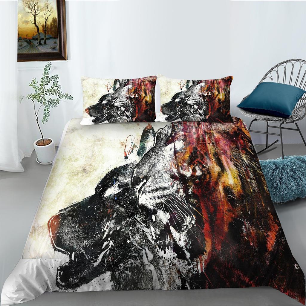 Постельное белье серии «Волк» из полиэстера, двух- или трехпредметное, с 3D цифровой печатью