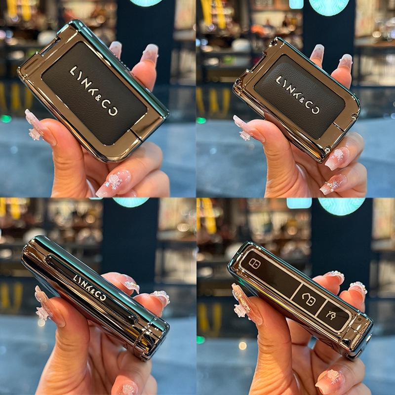 High-End Leather Metal Key Case: Fits Lynk & Co Models 03, 07, 09 - Full Coverage Protection for Remote Key Fob