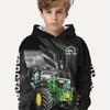 Boy's Hoodie with 3D Tractor Print - Fall Season, Regular Fit, Random Print, Casual Style, Polyester Fabric, Suitable for Ages 3 and Up