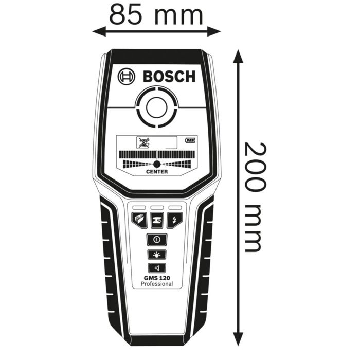 Détecteur mural GMS 120-27 PROFESSIONAL - BOSCH - avec 2 piles (AA) - étui - 601081700