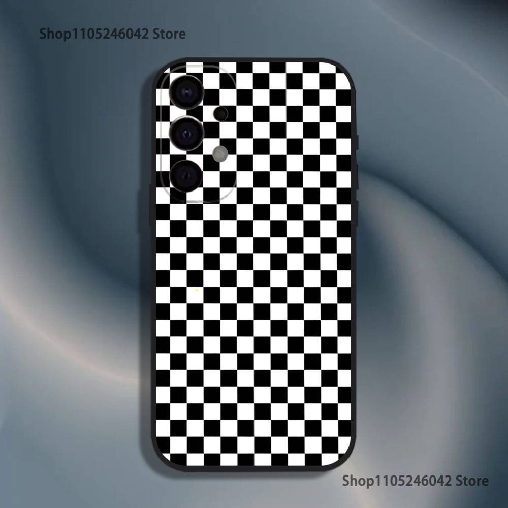 Противоударный чехол для телефона с клетчатым рисунком для Samsung S26, S25, S24, S21, S22, S23, S30, Ultra, S20, Plus, Fe, Lite, 5G Черная крышка