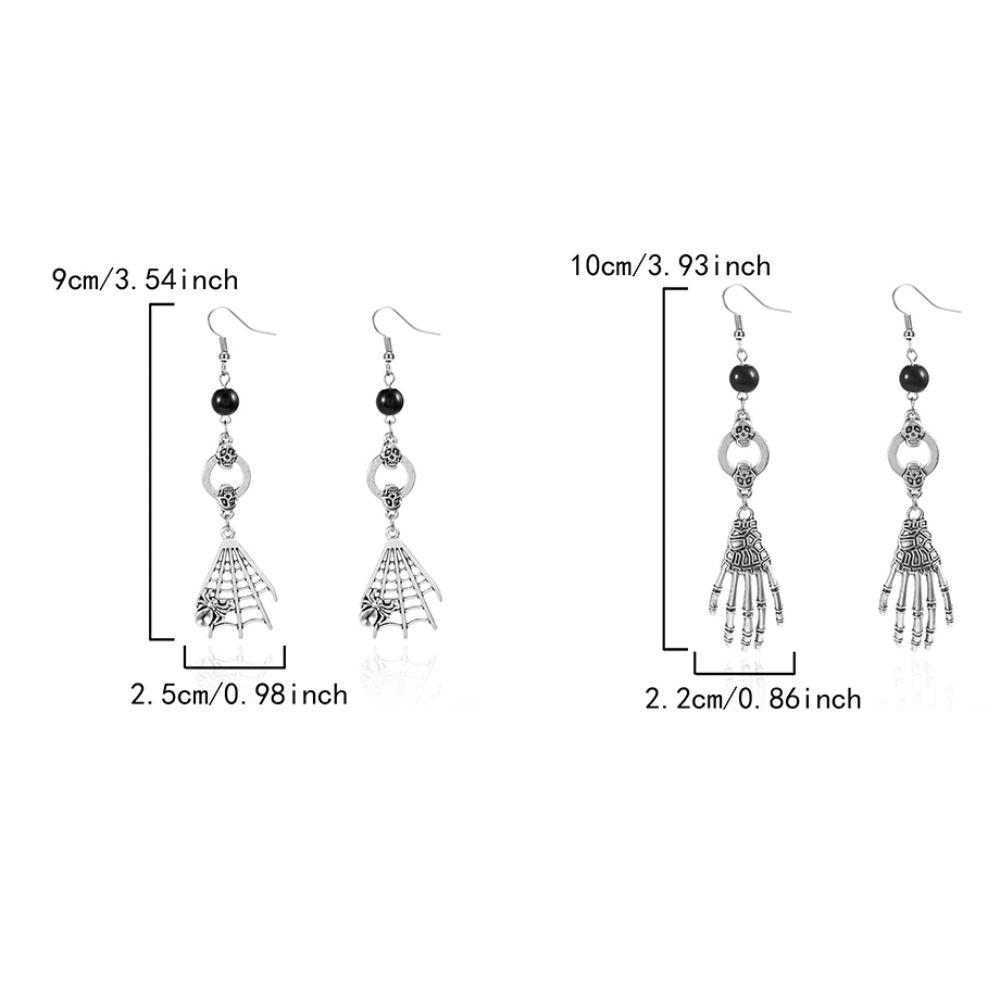 Punk Style Halloween Dangle Earrings Spider Skull Earrings Cool Skeleton Pendant Earrings  Festival