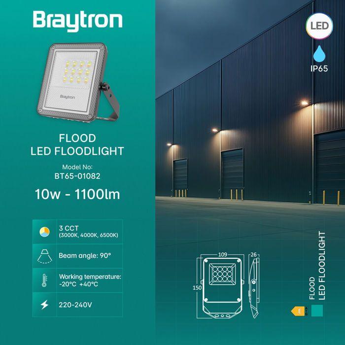 Projecteur LED 10W 3en1 1100lm IP65 IK06 – Gris