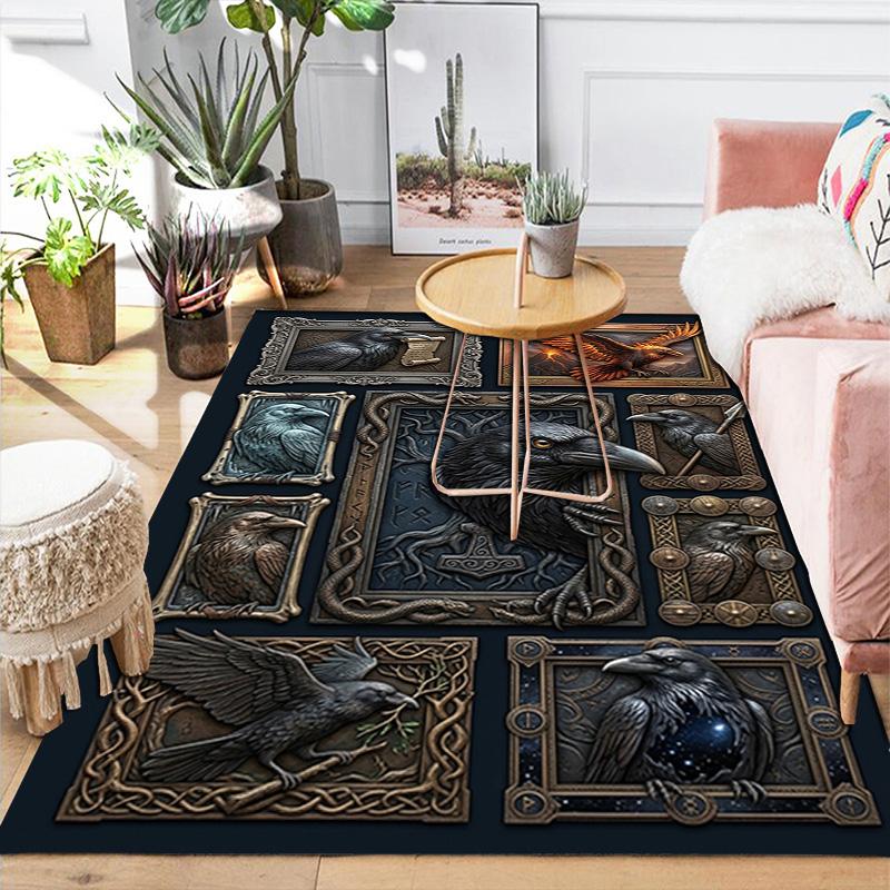 Raven Art Compilation Pattern Rug Floor Mat for Living Room or Bedroom Soft and Comfortable Carpet a Gift for Birthday and Holiday.