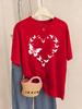 Butterfly Heart Printed TShirts Womens Casual Soft T Shirts Loose Comfortable Short Sleeve Tops Summer ONeck Woman Clothes