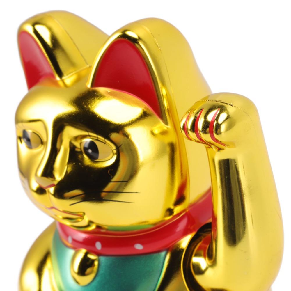 Plastic Maneki Neko Tabletop Ornament Gold Swing Arm Feng Shui Cat Hotel Cafe Desktop Statue