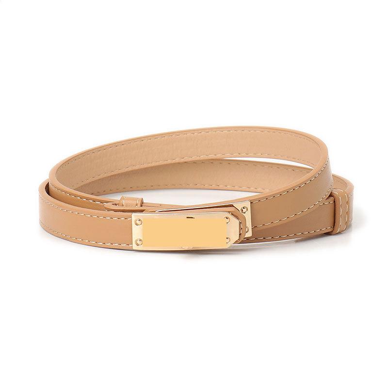 Women's Premium Lock Buckle Skinny Belt Adjustable Waistband for Dress Sweater Blazer Decorative Thin Leather Belt