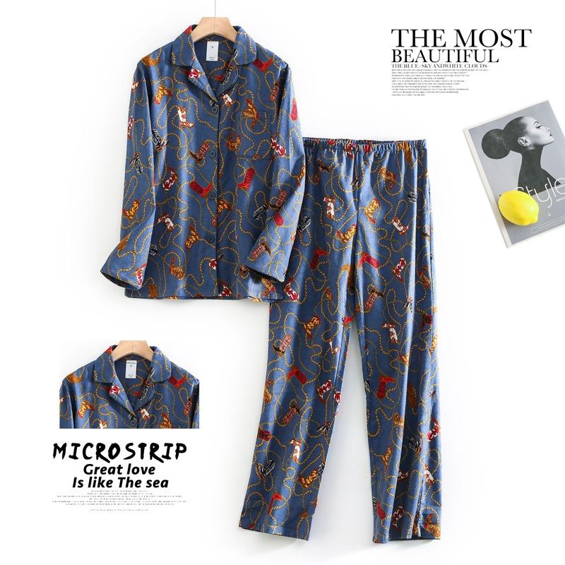 Женская осенне-зимняя пижама с рисунком из мультфильмов из хлопка, теплая, с начесом, домашняя одежда, комплект женской пижамы