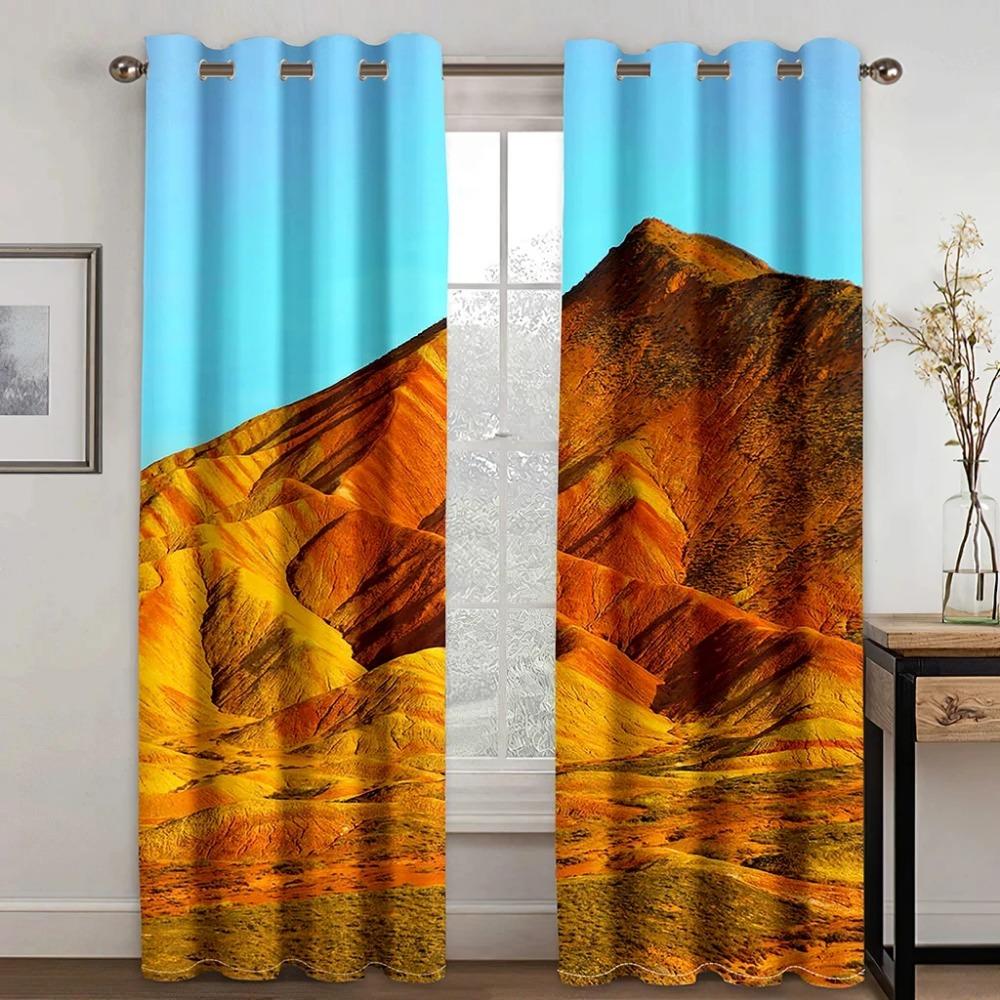 Natural Scenery Pattern High Shading Curtain Snow Mountain Lake Forest Cloud Sun Waterfall Drape for Bedroom Hotel Curtain New