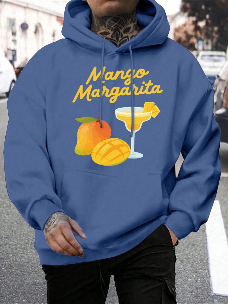 Manga Margarita Fresh Fruit Printing Men Hoodies All-Match Casual Hoody Autumn Fleece Hoodie Loose Pocket Male Streetwear