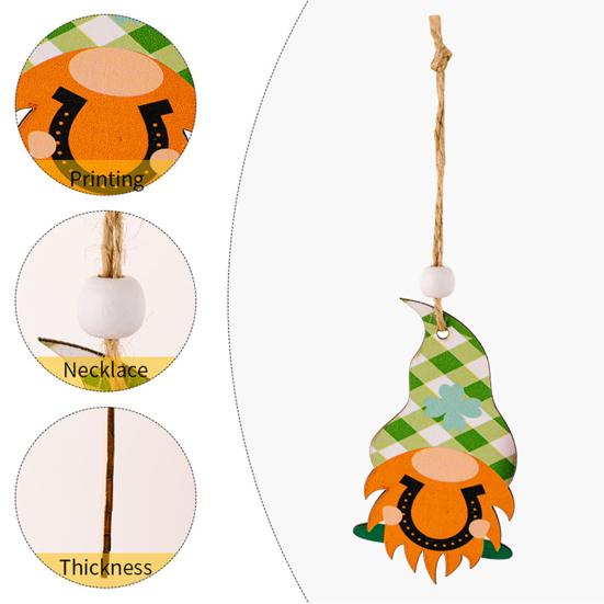 9 шт/коробка ул.. День Святого Патрика Подвески в виде гномов Мультфильм Подвесное отверстие Деревянные бусины Декор Трилистник с принтом Окна Двери Садовые украшения Празднование ирландского дня