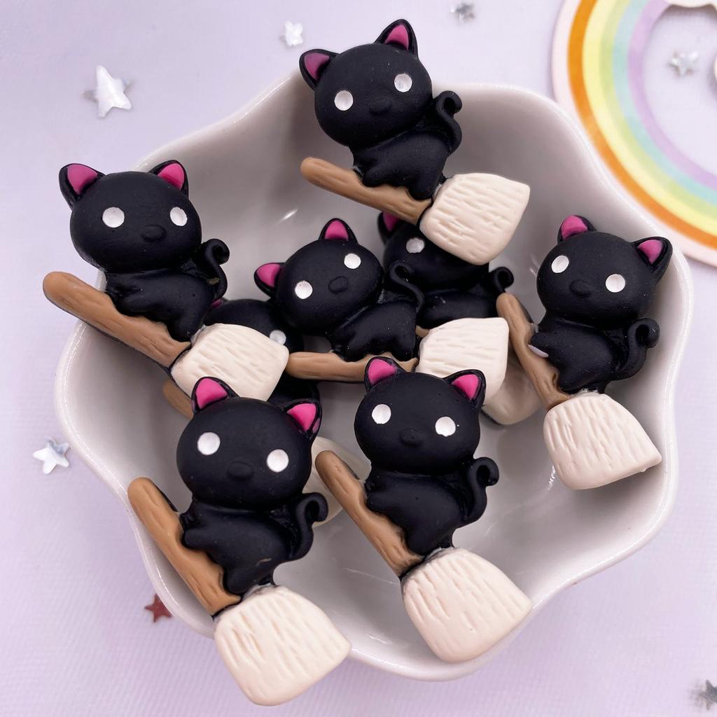 Смола Каваи Красочная Тыква Демон Метла Эльф Фиолетовая Шляпа Плоская задняя часть Мультяшные Фигурки 10 ШТ. Скрапбукинг DIY Хэллоуин Декор Поделки