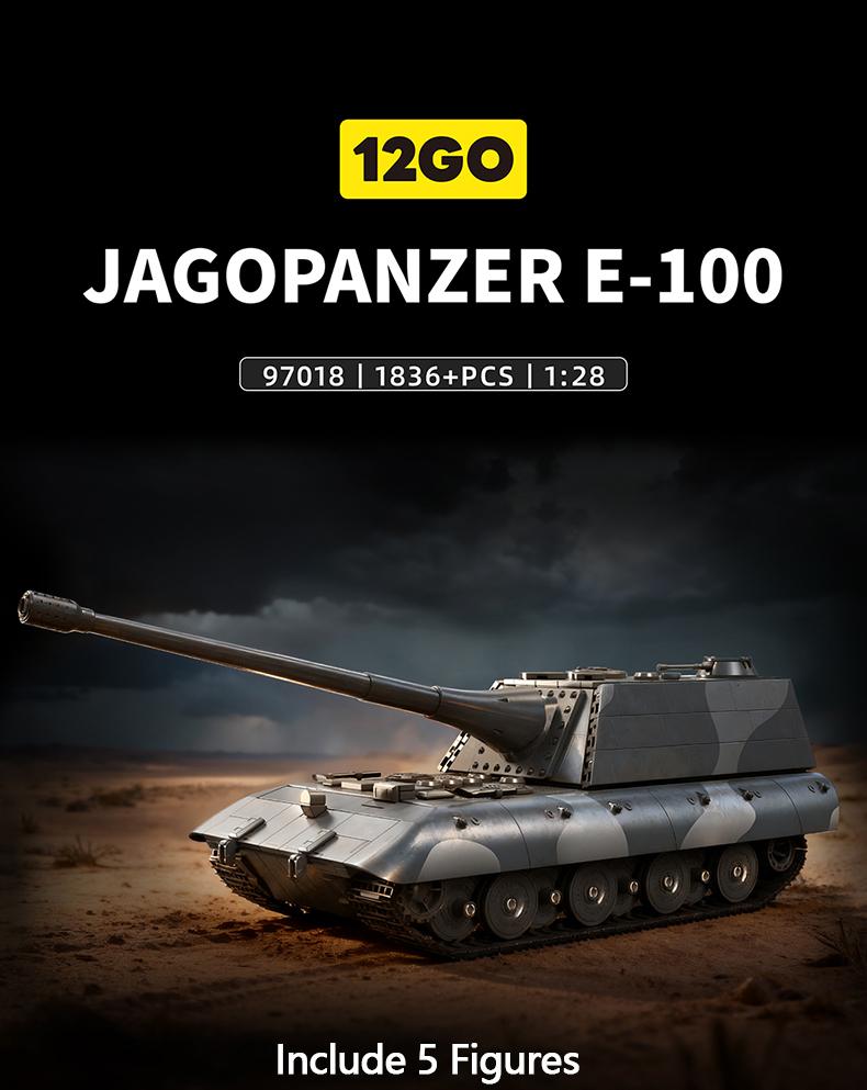Jagopanzer E-100 Heavy Tank Military WW2 MOC Army Main Germany Battle Soldiers Building Blocks Bricks Set For Children Boy Gifts