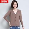 Hengyuanxiang Women's Pure Wool V-Neck Cardigan Sweater