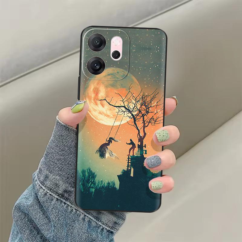 Для OPPO Reno14 F Чехол CPH2743 Мягкая Силиконовая Крышка Милый Кот Нарисованная Защита Fundas Для OPPO Reno 14F Reno14F Задняя Крышка Сумки