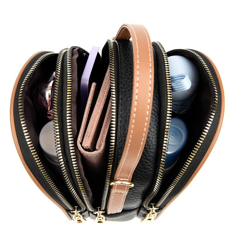 Emgrand Kangaroo Soft Leather Embroidery Thread Small Bag Three-layer Women's Bag 2025 New Versatile Mobile Phone Bag Mini Messenger Bag