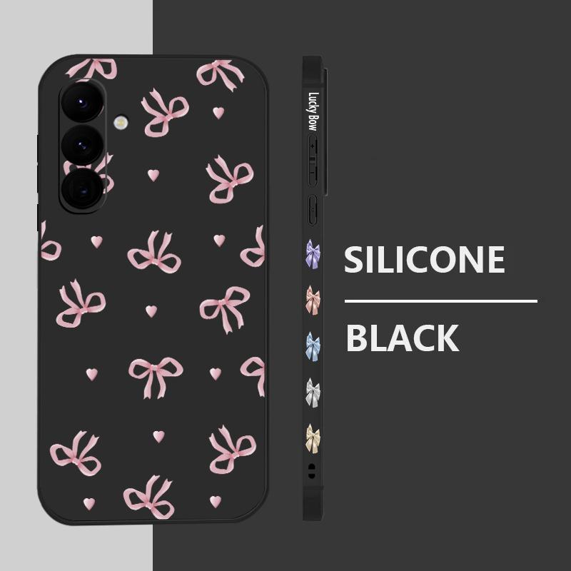 Мягкий TPU-чехол с розовым бантиком для Samsung Galaxy S25 S24 S22 S23 Ultra S24 FE A55 A53 A54 A35 A15 A16 A36 5G, силиконовый чехол для телефона