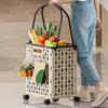 Folding Shopping Cart Collapsible Utility Cart with 360-Degree Swivel Wheels Lightweight Foldable Rolling Cart with Hooks for Grocery Shopping Laundry