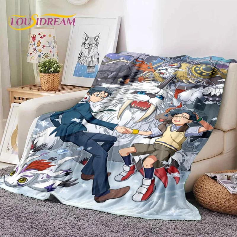 Мягкое фланелевое одеяло в стиле ретро Digimon Adventure Monster Cartoon для кроватей, диванов, пикников, плед для покрывала, детский подарок