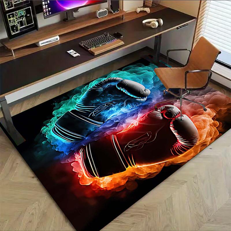 1PC Boxing Gloves Non-Slip Floor Carpet Compatible for Office&Living Room&Dining room - Flat-Weave Machine- Soft & Pattern-E292