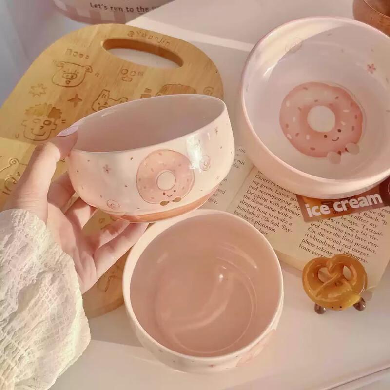 Керамическая миска ZISIZ с клубникой и бантом