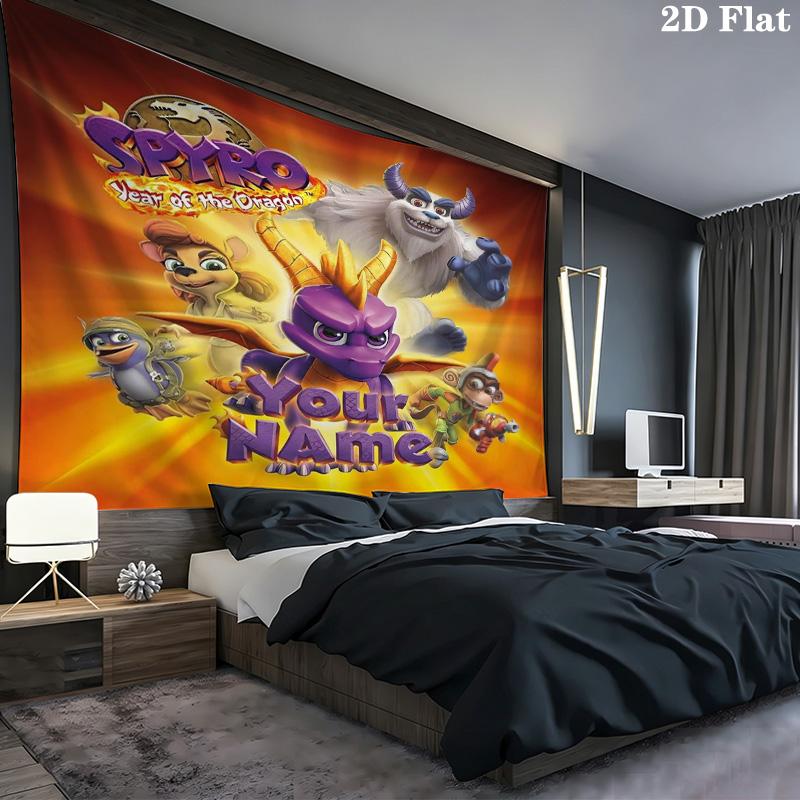 Dragon Quest Custom Name Wall Tapestry Aesthetic Wall Hanging Printed Fabric Blanket Decorative Tapestries For Bedroom Living Room Home Decor