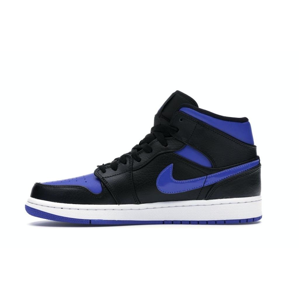 Air Jordan 1 Mid Black Hyper Royal Men Sneakers Blue Royal-Blue White 554724-068