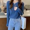 Women's Knitted Long Sleeve Blouse Slimming Tops for Spring and Autumn