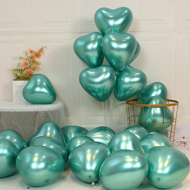 Factory 10 Inch 50 pcs Heart Shape Balloon Metallic Heart Shape Latex Balloon for Wedding Birthday Party Decoration