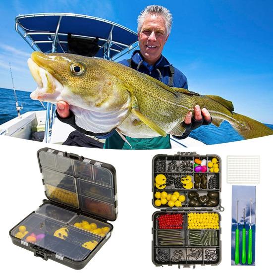 Набор аксессуаров для карповой рыбалки 143/145 шт. с двухсторонней коробкой Рыболовный крючок Приманка Шарик Рукав Трубка Поплавок Вертлюг Игла Мужской Карп
